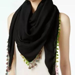 Steve Madden Black Scarf Boho Fringe & Tassels